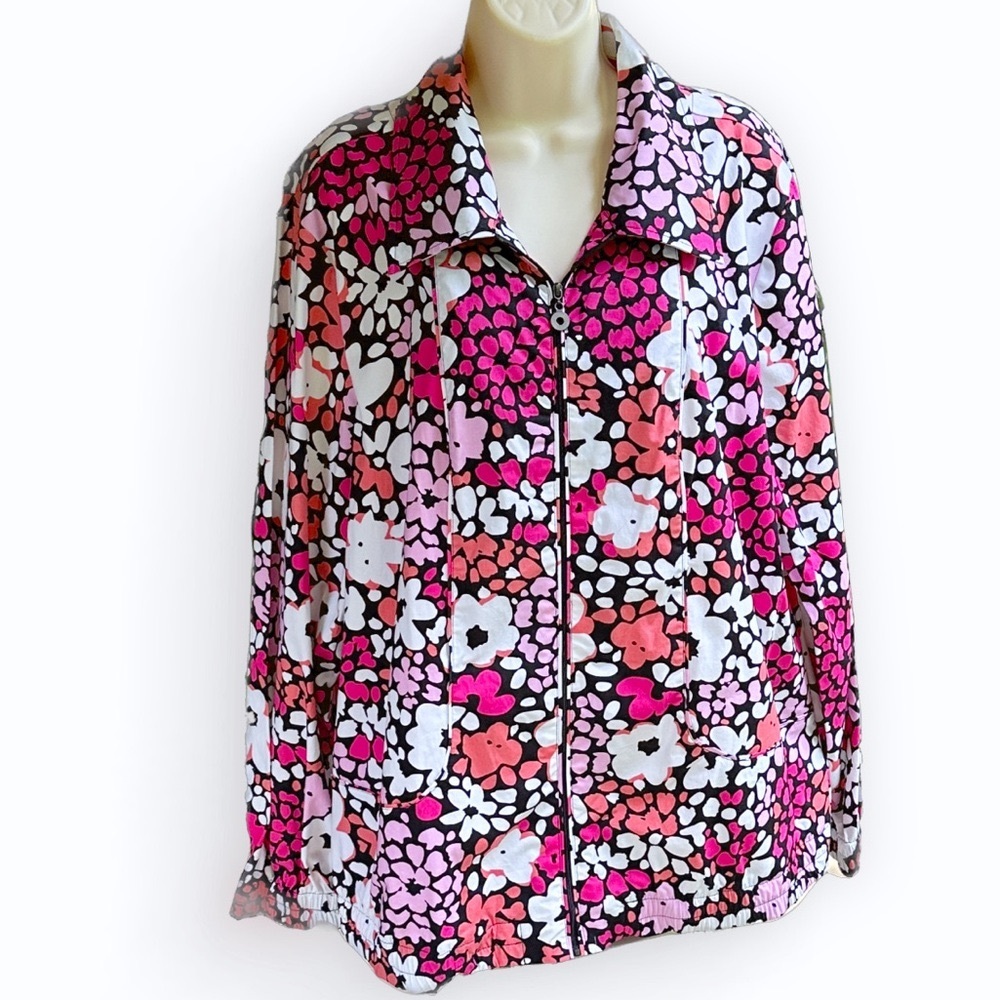 Boho Hippie Flower Power NWT Koret Zip-Up Comfort Stretch Jacket~ XL Missy 18-20